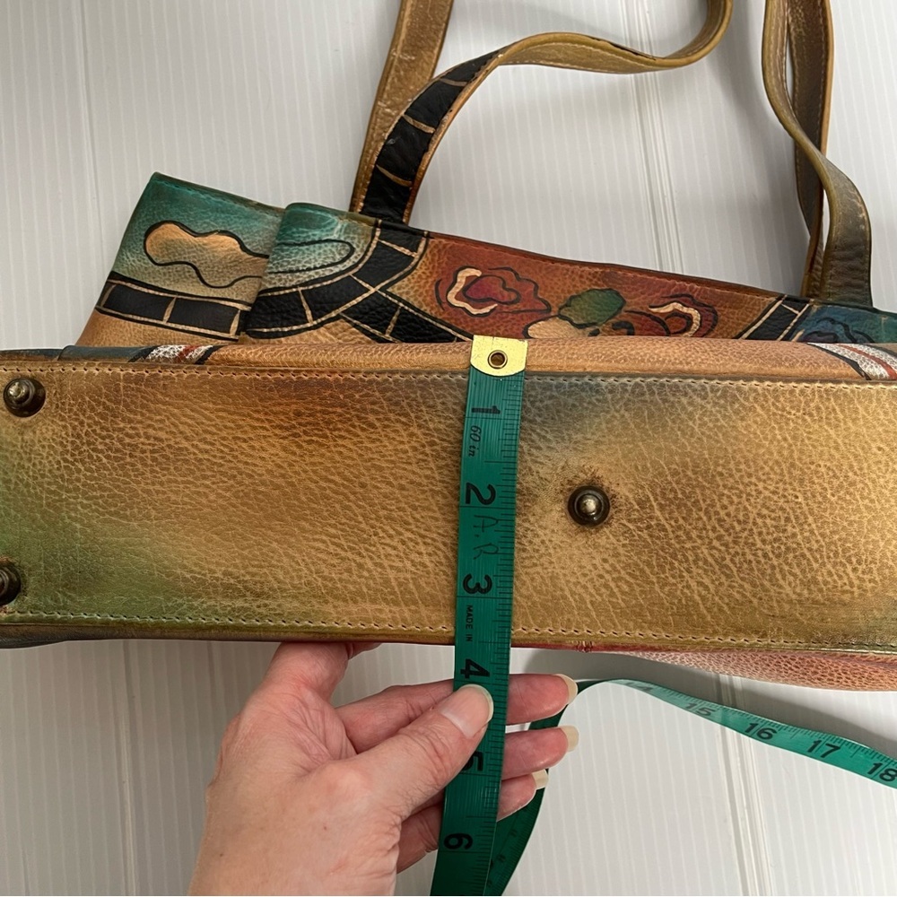 Anuschka Hand painted Abstract Leather Shoulder Bag Purse - Picture 9 of 16